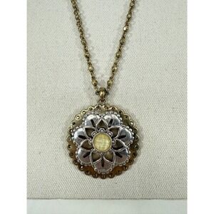 Lucky Brand Flower Pendant Necklace Long Length Layering Gold Tone Jewelry
